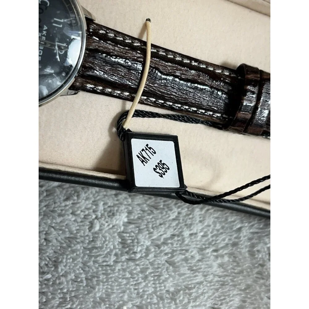 Akribos XXIV Men’s Retro Black Dial Watch w/ Date Window Leather Strap AK715SSB